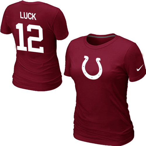 Nike Indianapolis Colts #12 Andrew Luck Name & Number Women's NFL T-Shirt - Red